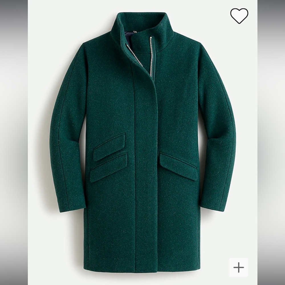 J.Crew Green Cocoon Coat in Italian Stadium-Cloth Wool